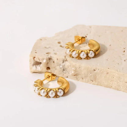 [Amore]Irene Pearl Hoop Earrings