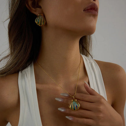 [Amore]Nixie Gold Seashell Earrings