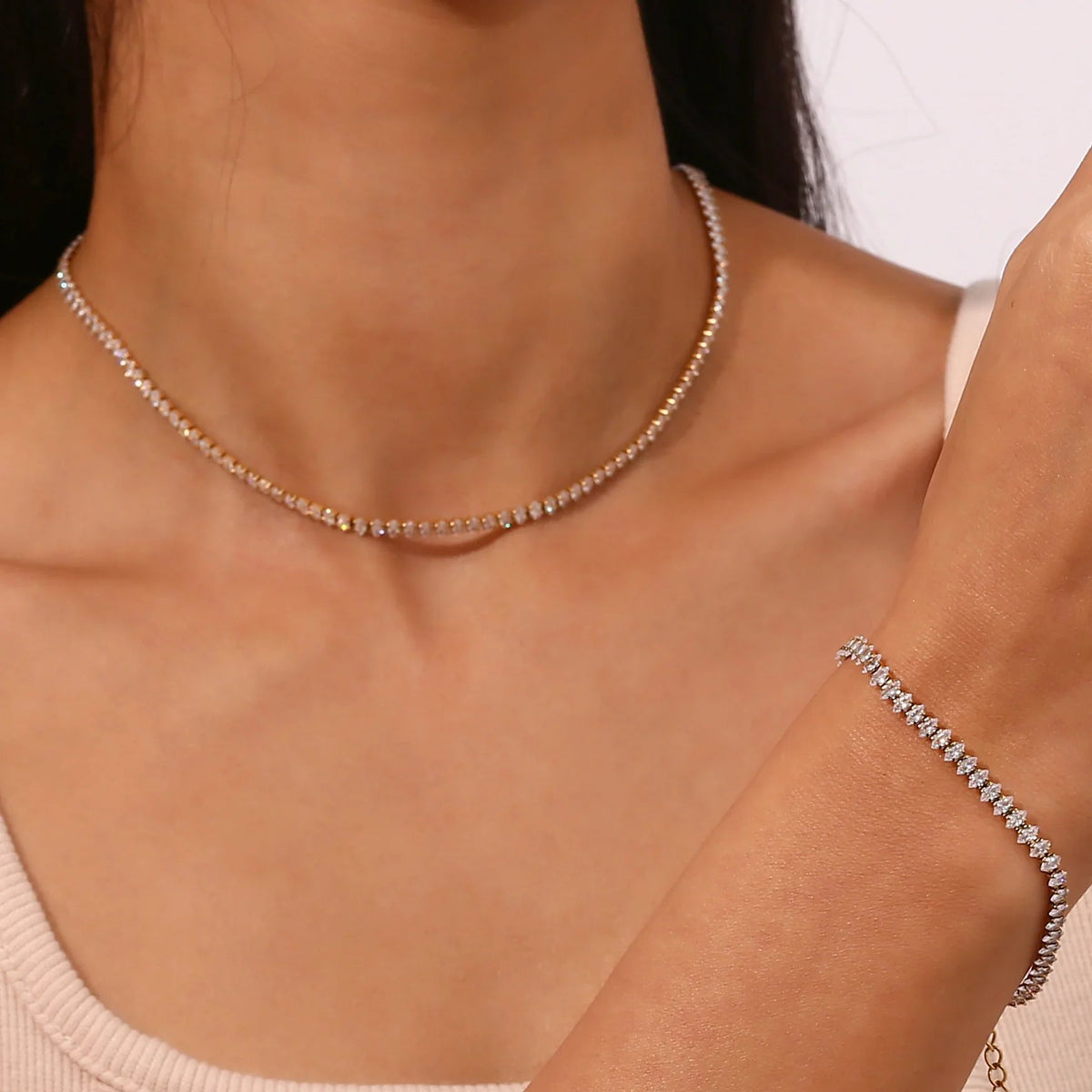 [Amore]Wisteria Diamond Tennis Necklace