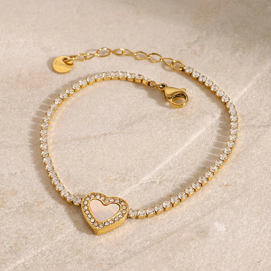 [Amore]Cameron Diamond Heart Tennis Bracelet
