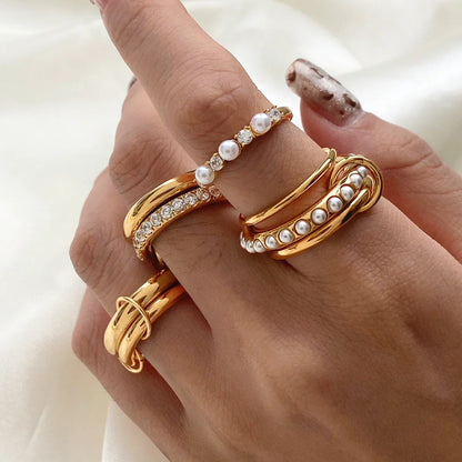 [Amore]Dune Stacked Gold Ring