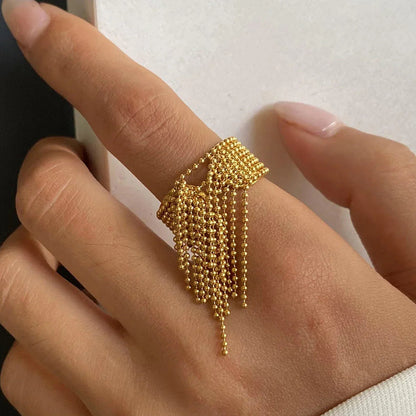 [Amore]Krystelle Gold Tassel Ring