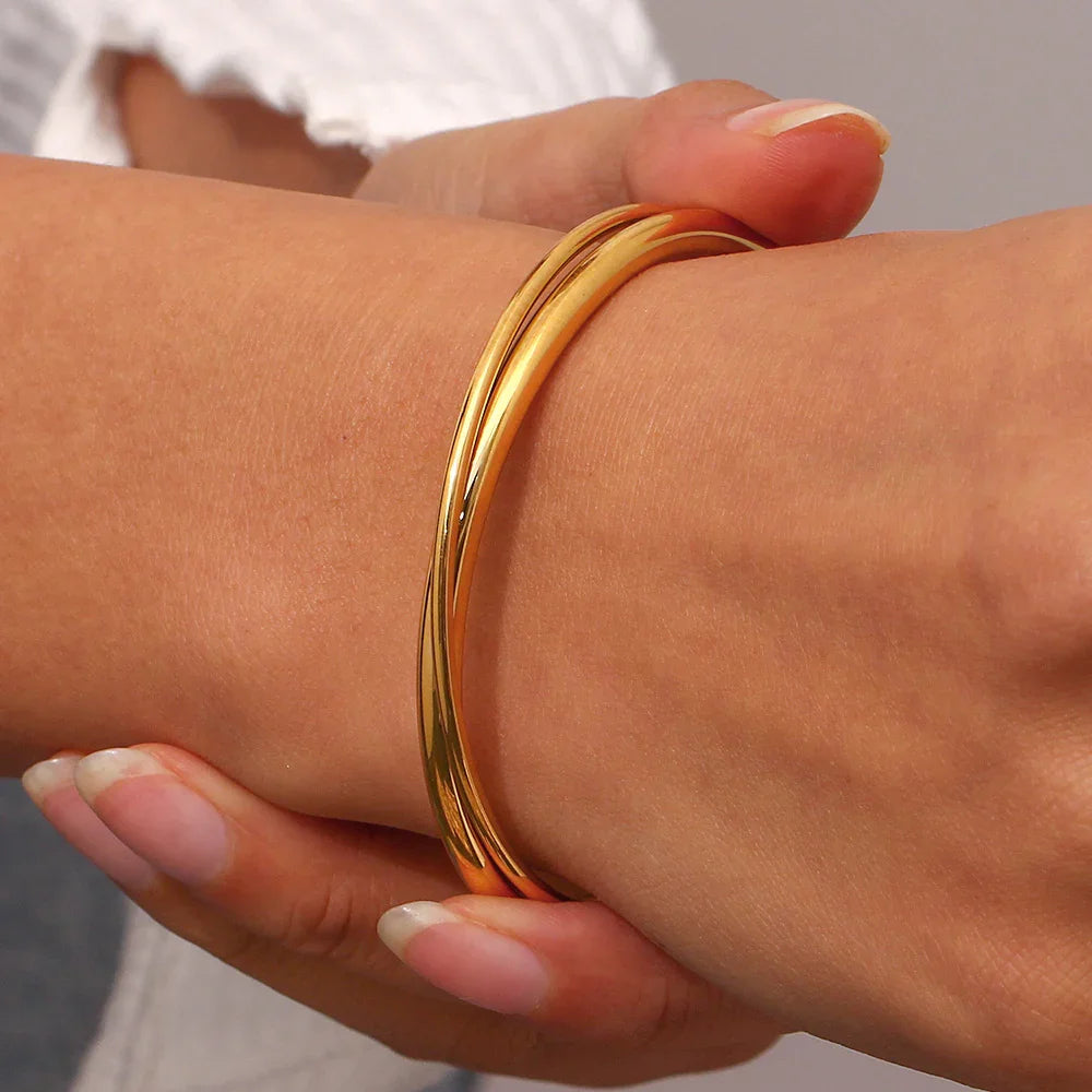 [Amore]Rianne Layered Gold Bangle