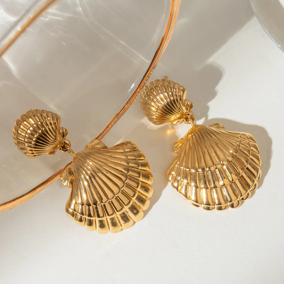 [Amore]Sandy Gold Seashell Earrings