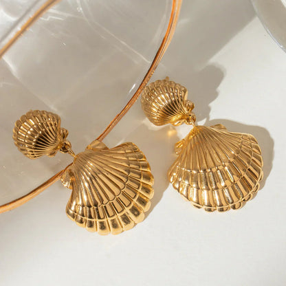 [Amore]Sandy Gold Seashell Earrings