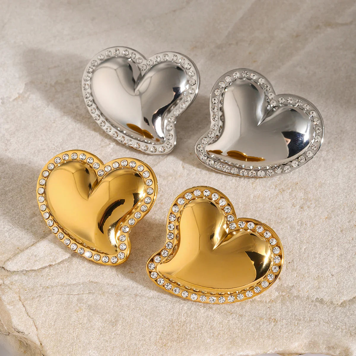 [Amore]Holly Heart Gold Earrings