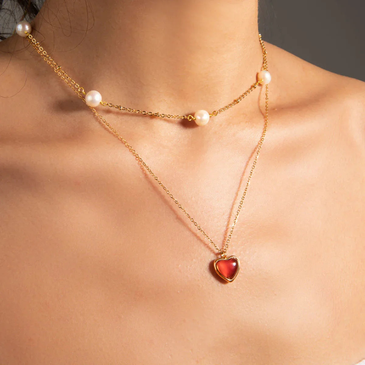 [Amore]Cecily Gold Heart Necklace