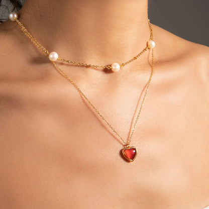 [Amore]Cecily Gold Heart Necklace