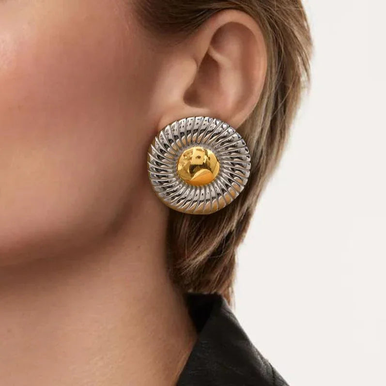 [Amore]Summers Gold Button Earrings