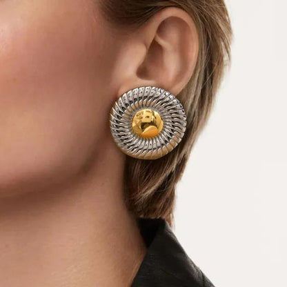 [Amore]Summers Gold Button Earrings