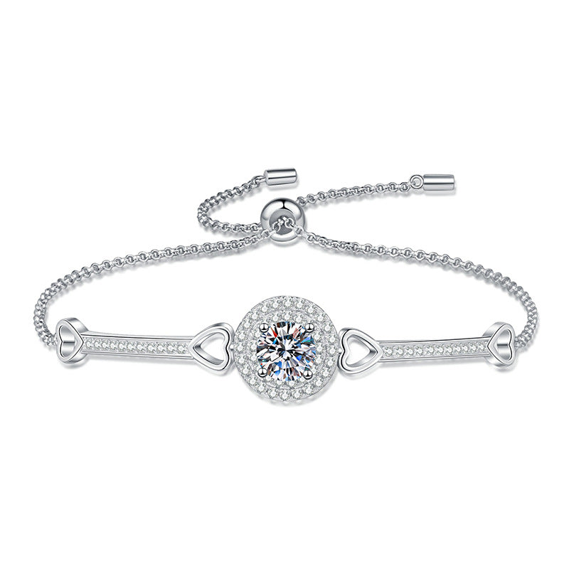 [Amore]INTERLOCKING HEART & CIRCLE MOISSANITE BRACELET