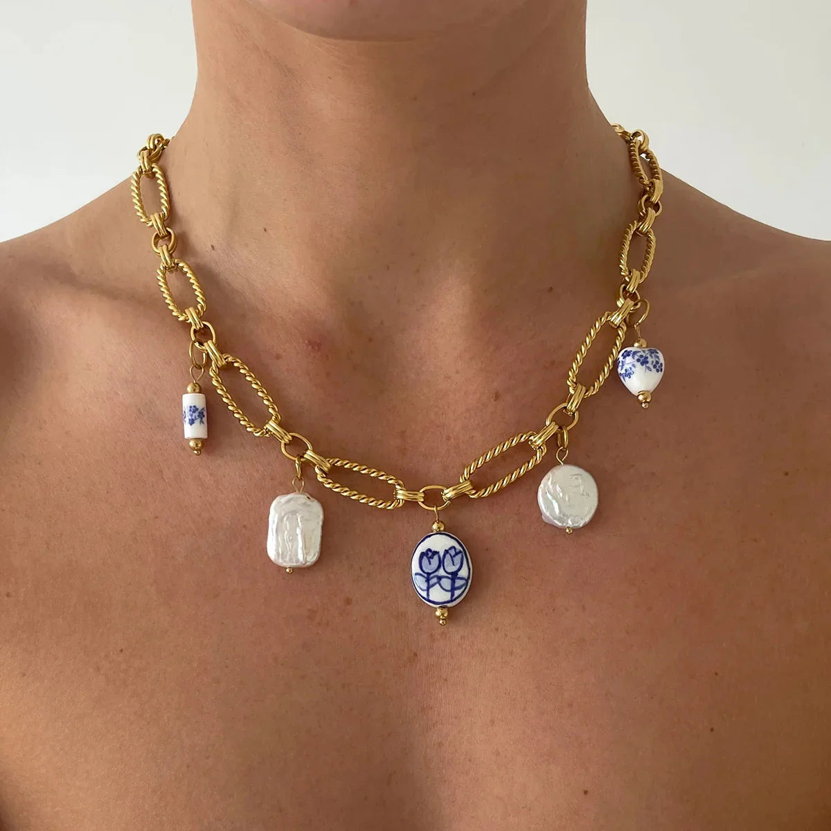 [Amore]Cerulean Freshwater Pearl Necklace