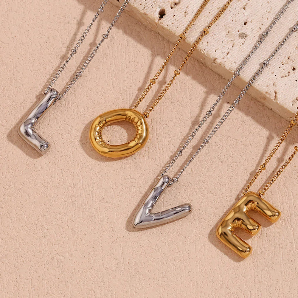 [Amore]Balloon Gold Initial Necklace