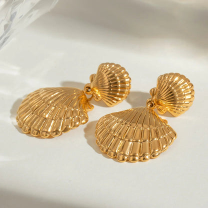 [Amore]Sandy Gold Seashell Earrings