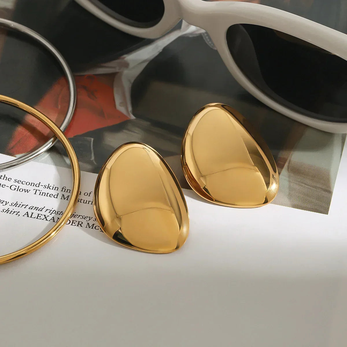 [Amore]Carrie Chunky Bean Gold Earrings