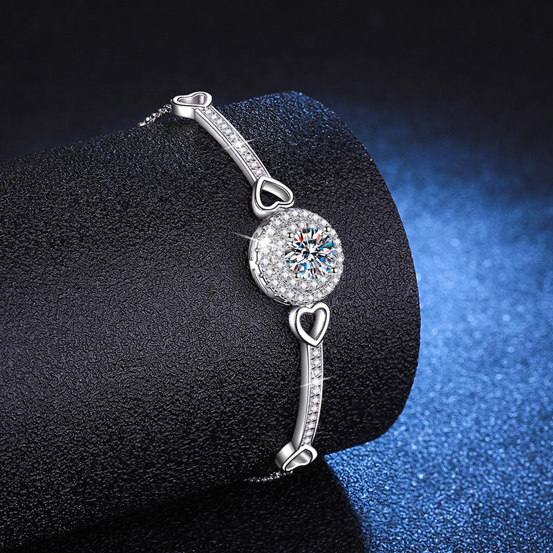 [Amore]INTERLOCKING HEART & CIRCLE MOISSANITE BRACELET