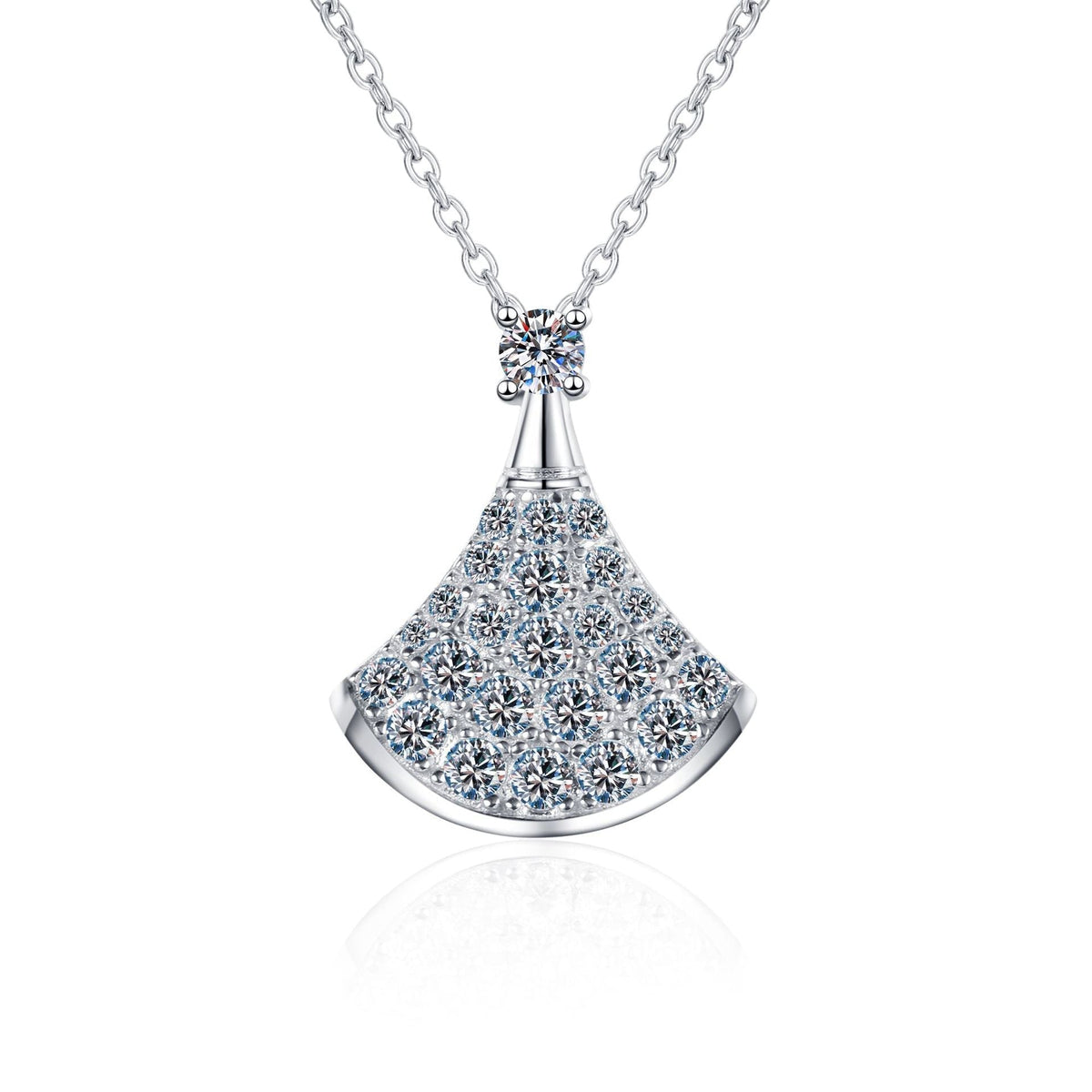 [Amore]ELEGANT FAN-SHAPED MOISSANITE PENDANT NECKLACE
