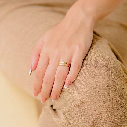 [Amore]Olivia Layered Gold Ring