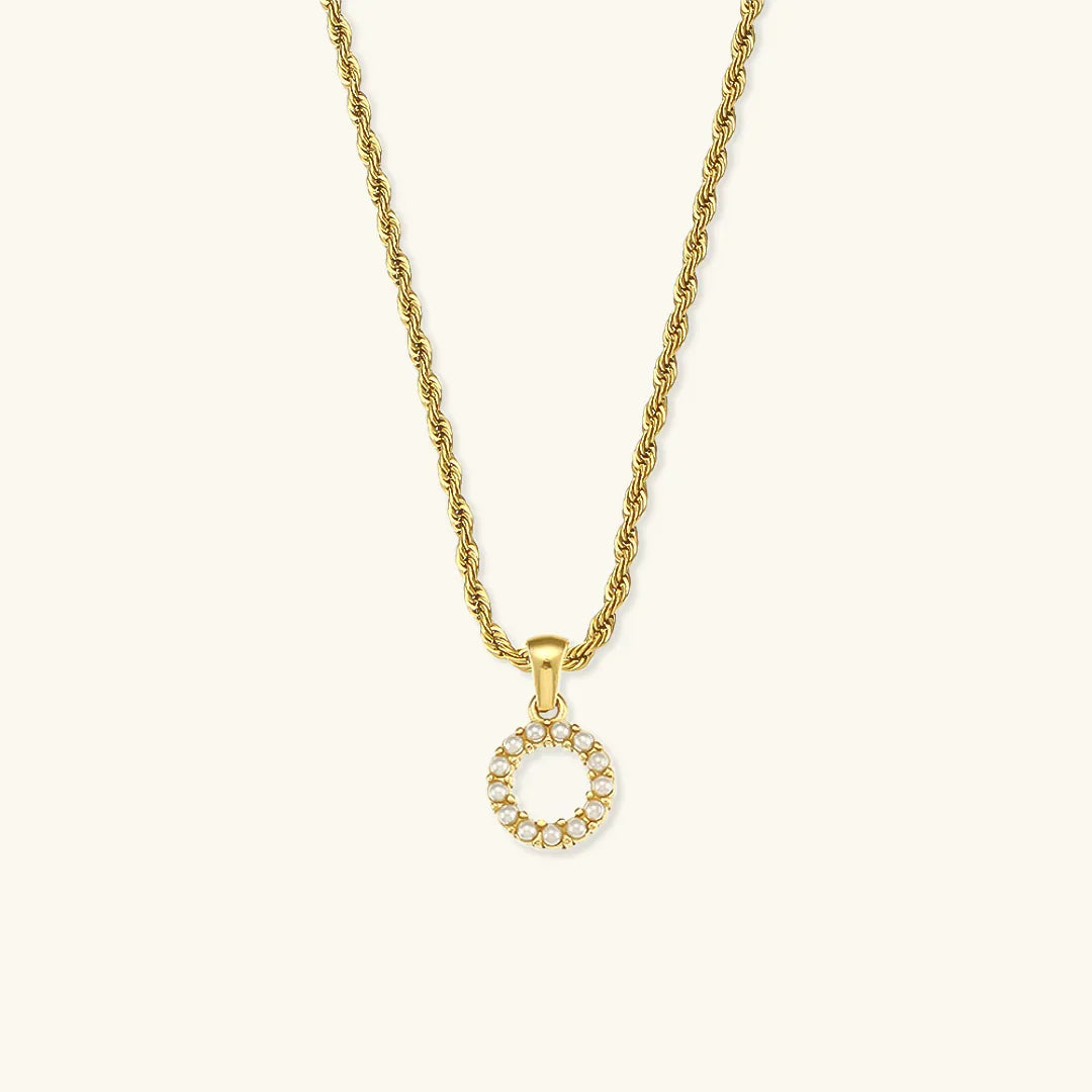 [Amore]Elodie Initial Letter Pearl Necklace