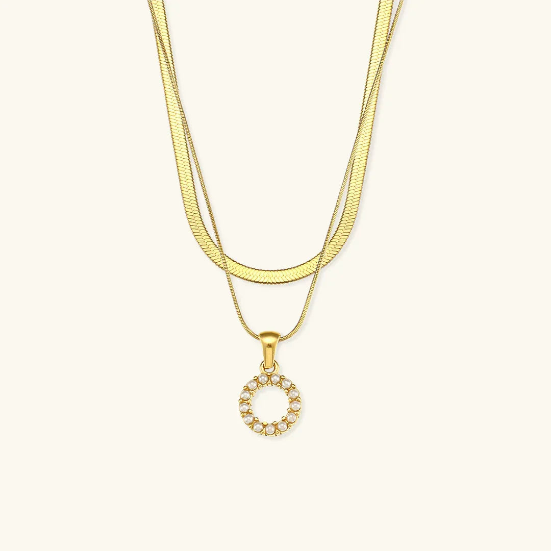 [Amore]Fiona Layered Gold Initial Letter Necklace