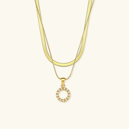 [Amore]Fiona Layered Gold Initial Letter Necklace