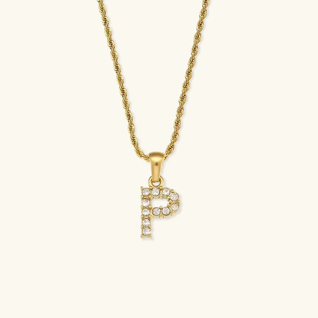 [Amore]Maeve Letter Initial Diamond Necklace