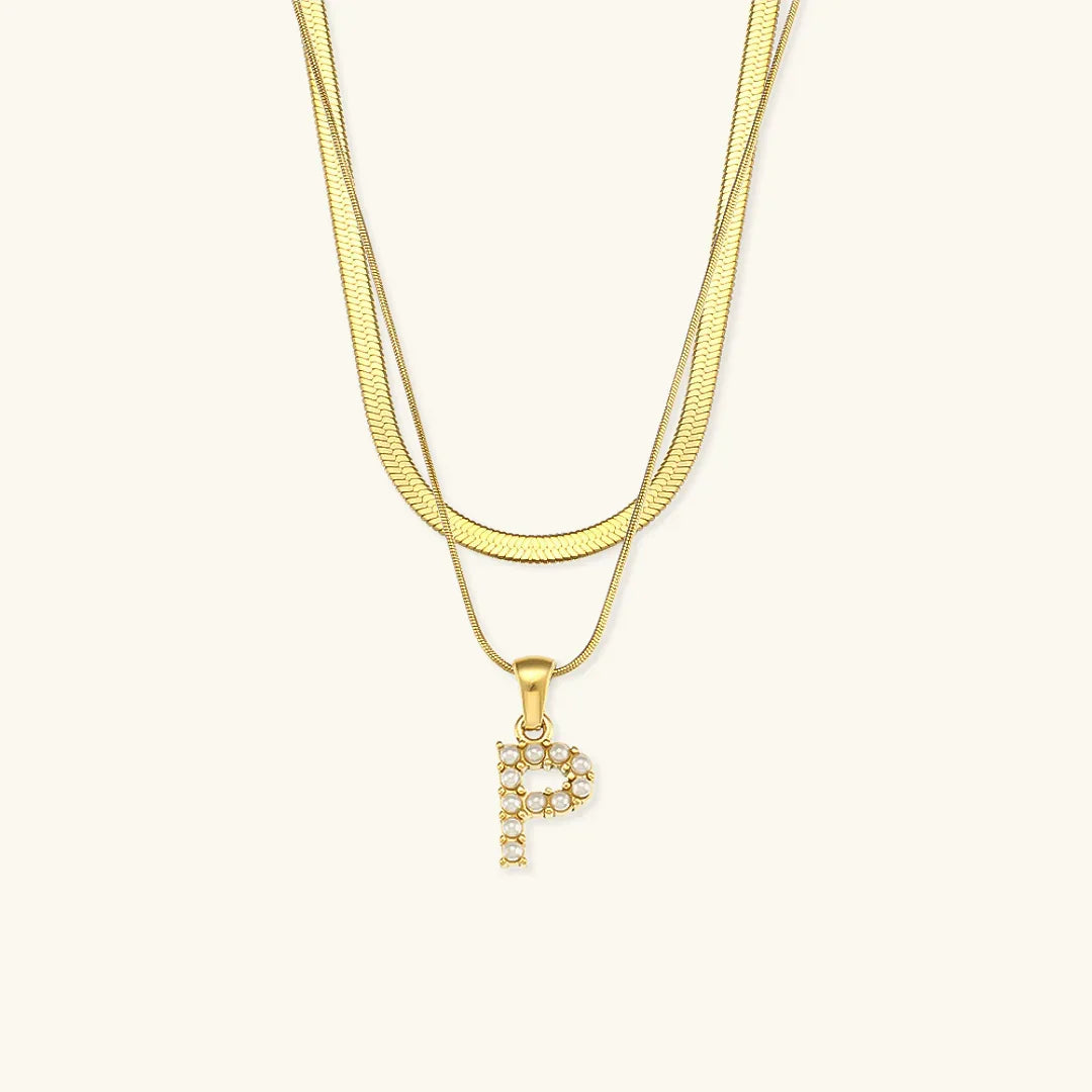[Amore]Fiona Layered Gold Initial Letter Necklace
