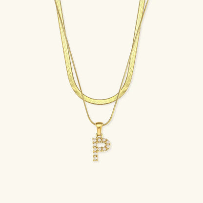 [Amore]Fiona Layered Gold Initial Letter Necklace