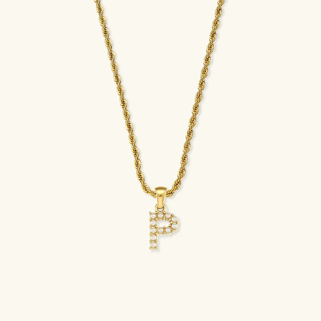 [Amore]Elodie Initial Letter Pearl Necklace