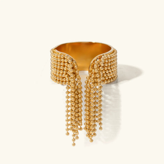 [Amore]Krystelle Gold Tassel Ring