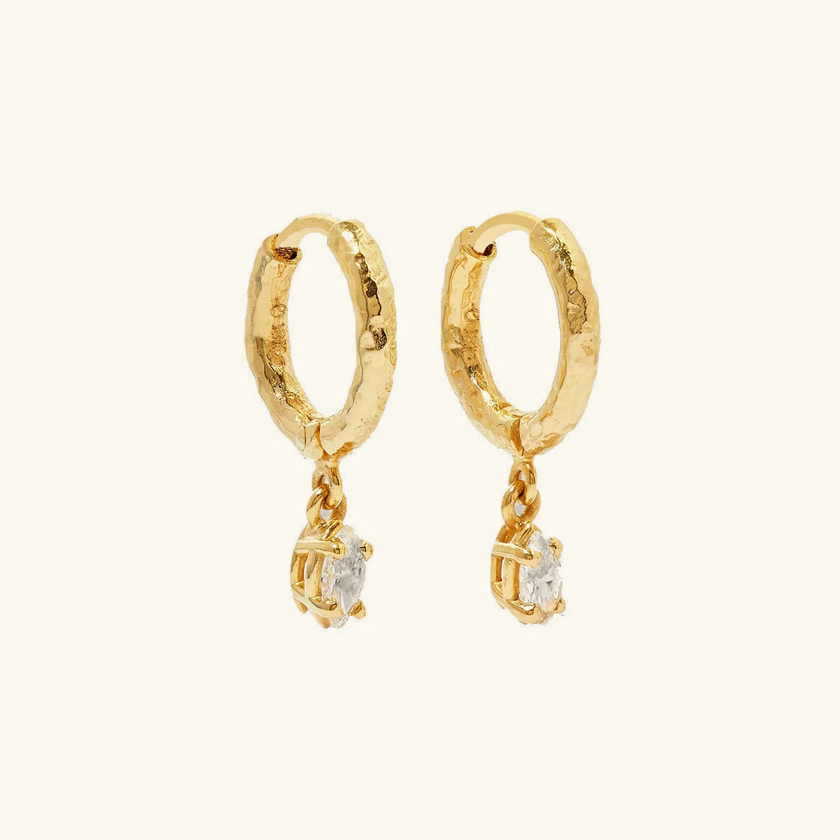 [Amore]Shayla Hammered Diamond Hoops