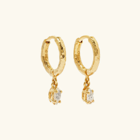 [Amore]Shayla Hammered Diamond Hoops
