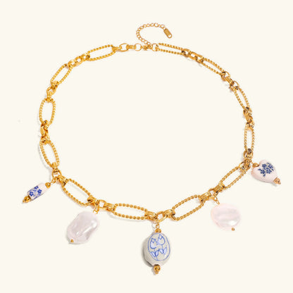 [Amore]Cerulean Freshwater Pearl Necklace