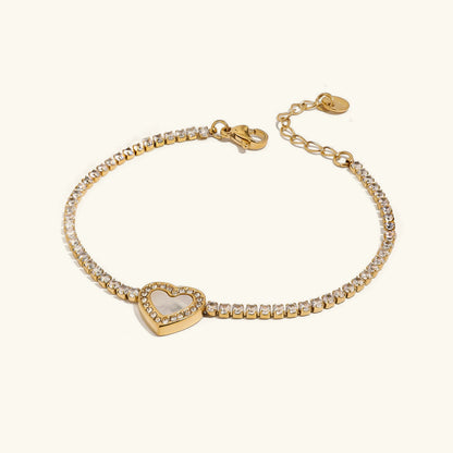 [Amore]Cameron Diamond Heart Tennis Bracelet