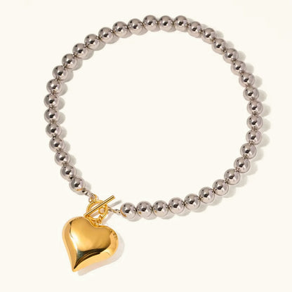 [Amore]Alicia Chunky Bead Heart Pendant