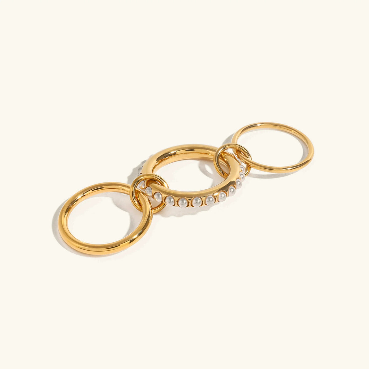 [Amore]Mikayla Stacked Freshwater Pearl Ring