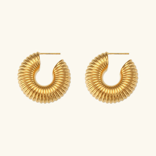 [Amore]Aubrey Textured Gold Hoops