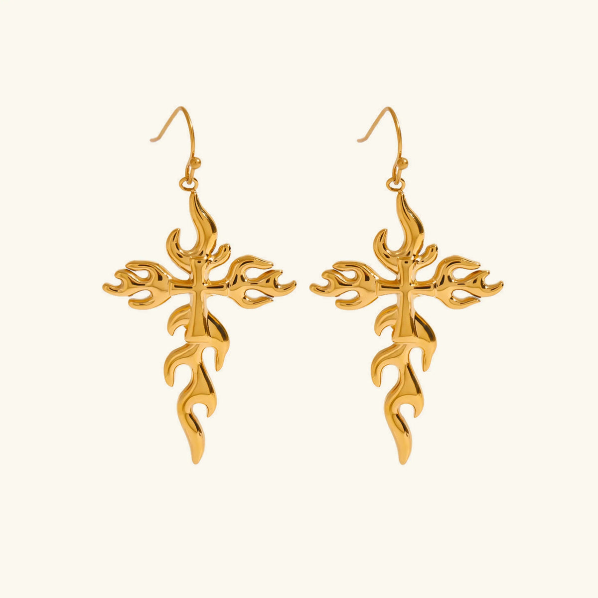 [Amore]Adrielle Branched Cross Gold Earrings