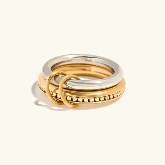 [Amore]Claire Two Tone Ring Stack