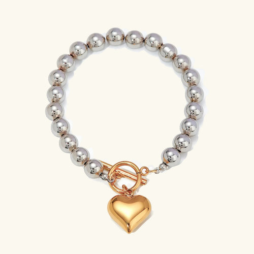 [Amore]Alicia Chunky Bead Heart Bracelet