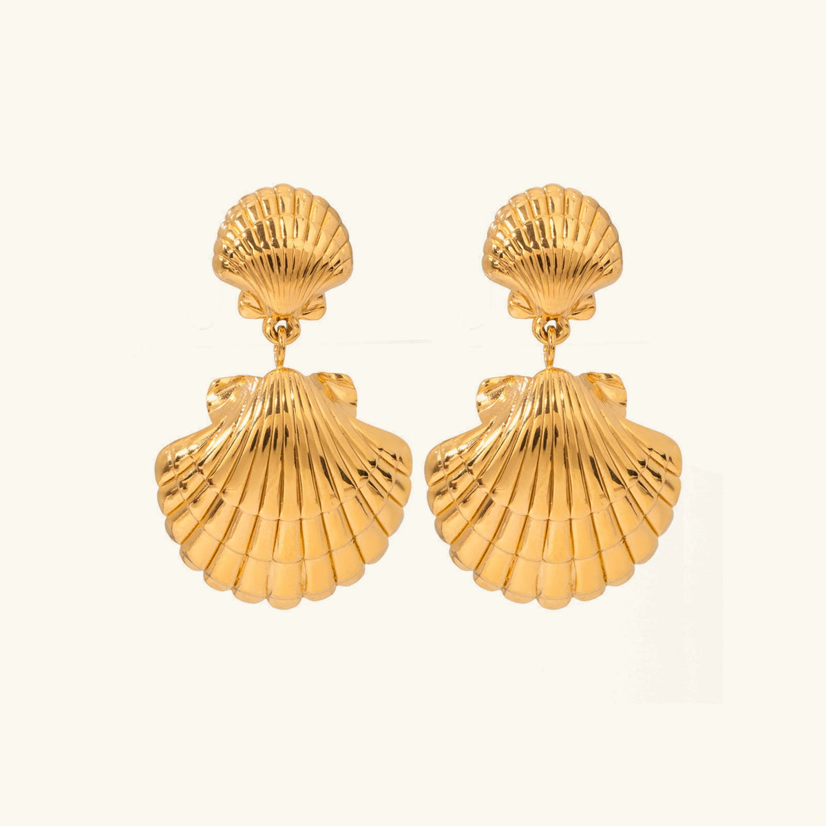 [Amore]Sandy Gold Seashell Earrings