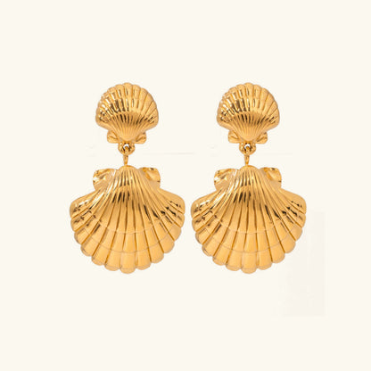 [Amore]Sandy Gold Seashell Earrings