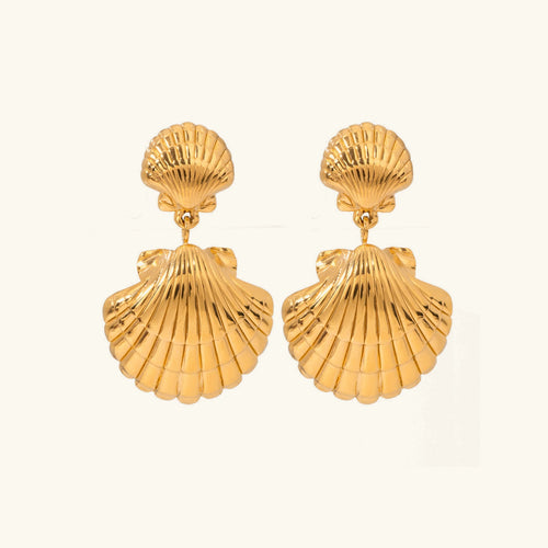 [Amore]Sandy Gold Seashell Earrings