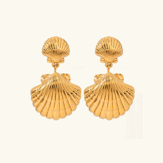 [Amore]Sandy Gold Seashell Earrings