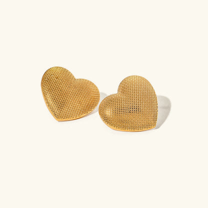 [Amore]Cecelia Textured Heart Earrings