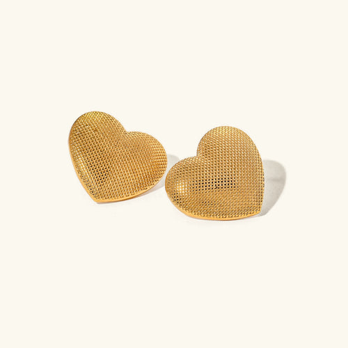 [Amore]Cecelia Textured Heart Earrings
