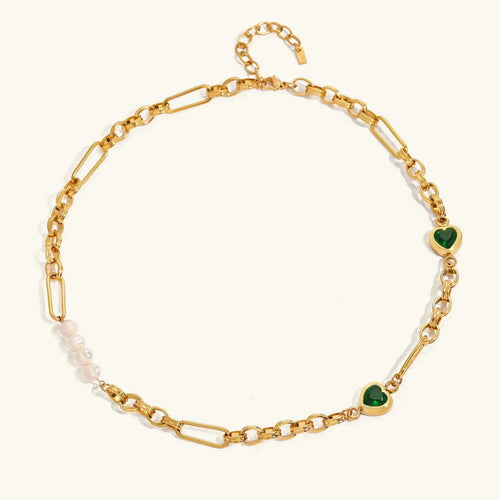 [Amore]Maddison Pearl Chain Gold Necklace