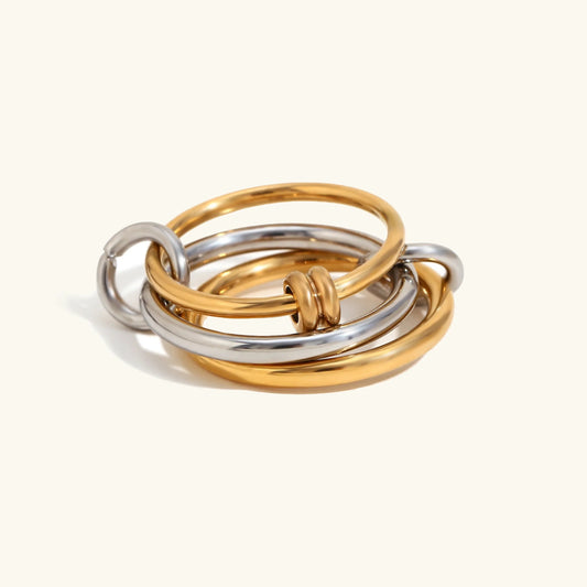[Amore]Jessica Two-Tone Ring Stack