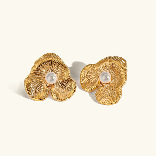 [Amore]Klara Floral Pearl Earrings
