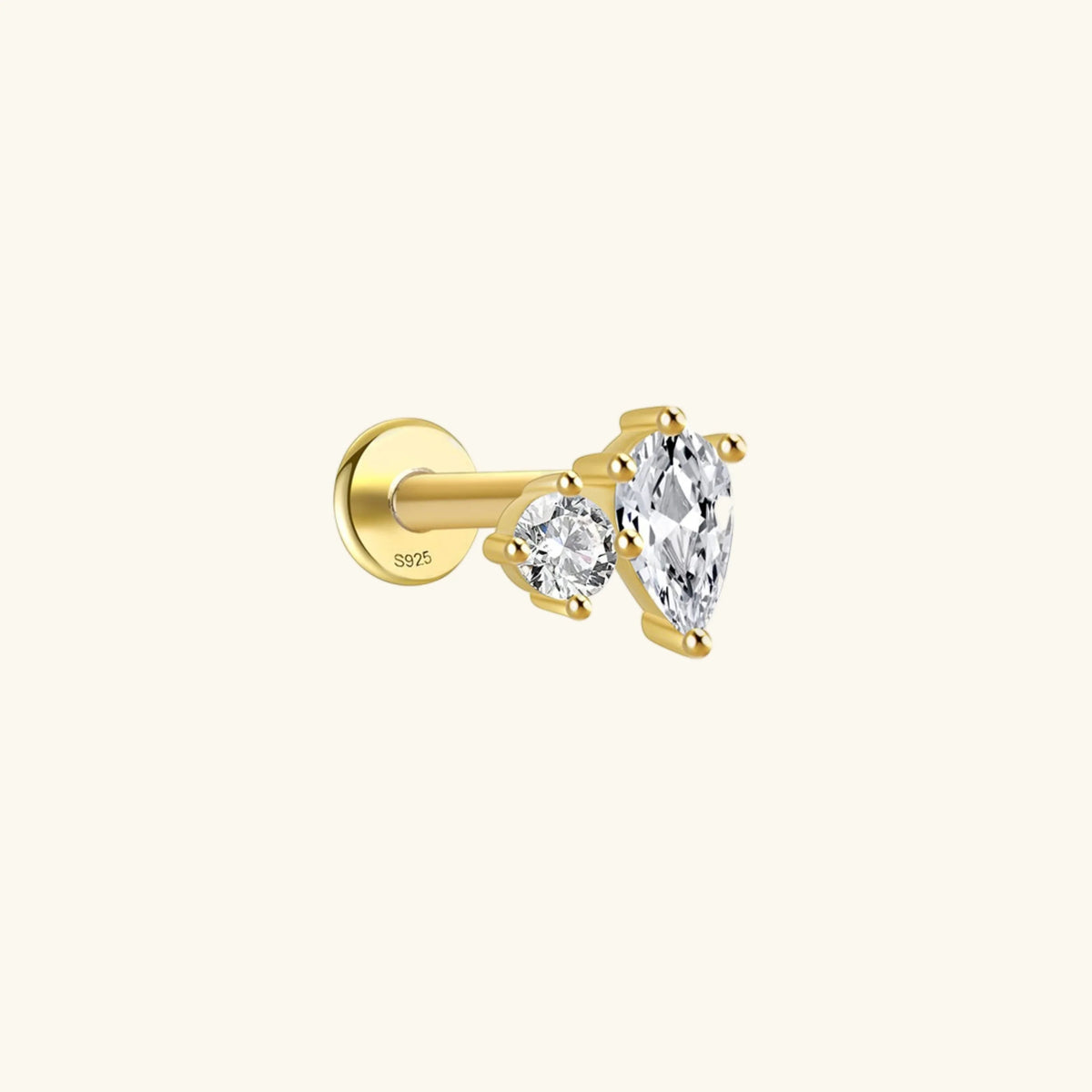 [Amore]Kate Flat Back Diamond Stud